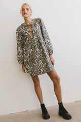 Tyler Peplum Mini Dress in Leopard - FINAL SALE