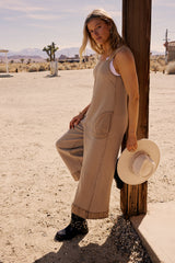 Addey Knit Overalls in Taupe - FINAL SALE
