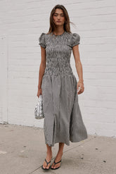 Opal Gingham Maxi Dress in Black